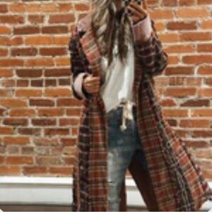 Flippie Hippie Boutique “Explore More” plaid Duster Jacket NWT
